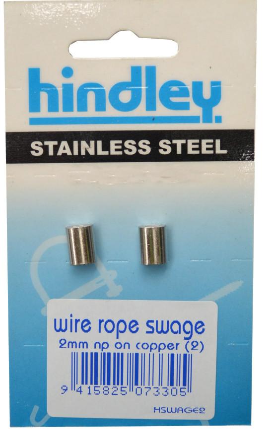 Wire Rope Swages NP on Copper 2-pce 2mm Carded Hindley