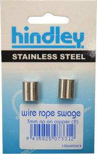 Wire Rope Swages NP on Copper 2-pce 3mm Carded Hindley