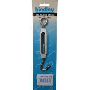 Turnbuckle Open Body Stainless Steel Hook & Eye 8mm Carded Hindley