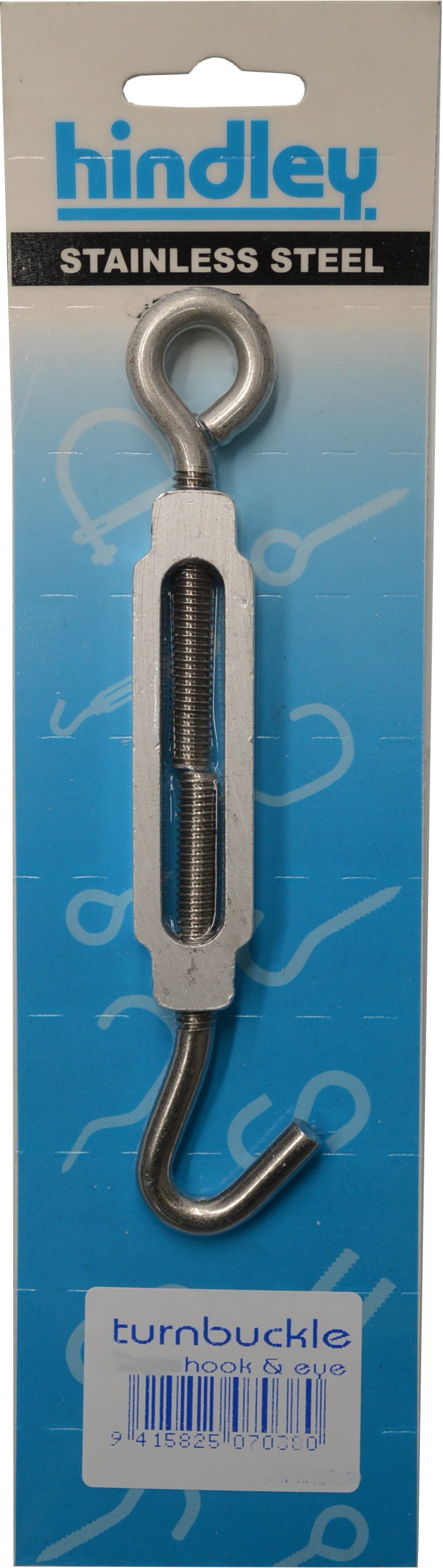 Turnbuckle Open Body Stainless Steel Hook & Eye 6mm Carded Hindley