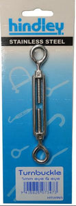 Turnbuckle Open Body Stainless Steel Eye & Eye 5mm Carded Hindley