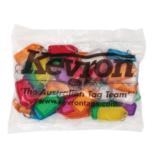 Key Tag Holders with Label - Fluoro 50-pce Bag  Kevron