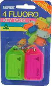 Key Tag Holders with Label - Fluoro 4-pce Carded  Kevron