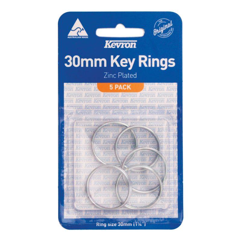 Key Rings - Zinc Plated 30mm 5-pce Kevron