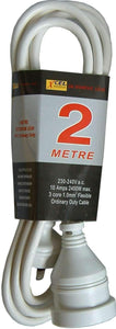 Extension Lead - Domestic White 2m Xlectric