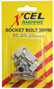 Socket Bolts Satin Chrome On Brass 38Mm Xcel 38mm Carded Xcel