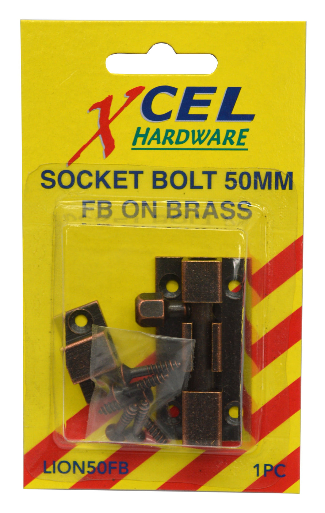 Socket Bolt - FB on Brass 50mm Carded Xcel