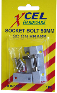Socket Bolts Satin Chrome On Brass 50Mm Xcel 50mm Carded Xcel