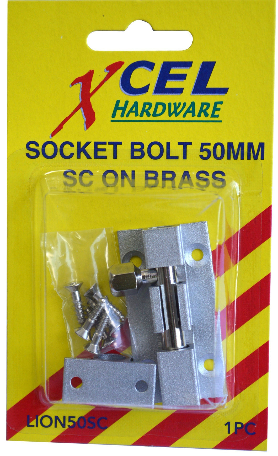 Socket Bolts Satin Chrome On Brass 50Mm Xcel 50mm Carded Xcel