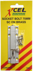 Socket Bolts Satin Chrome On Brass 75Mm Xcel 75mm Carded Xcel