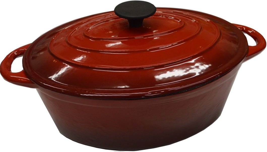 Cast Iron Casserole Enamel Red & White Oval 300mm