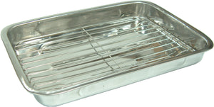 Oven Dish Stainless Steel with Rack and Handles 400mm