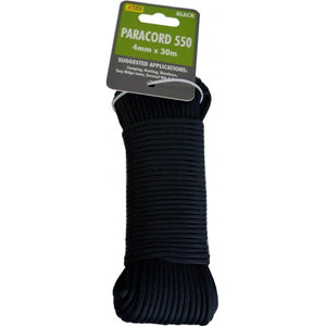 Paracord 550 - 4mm x 30m Hank Black Xcel