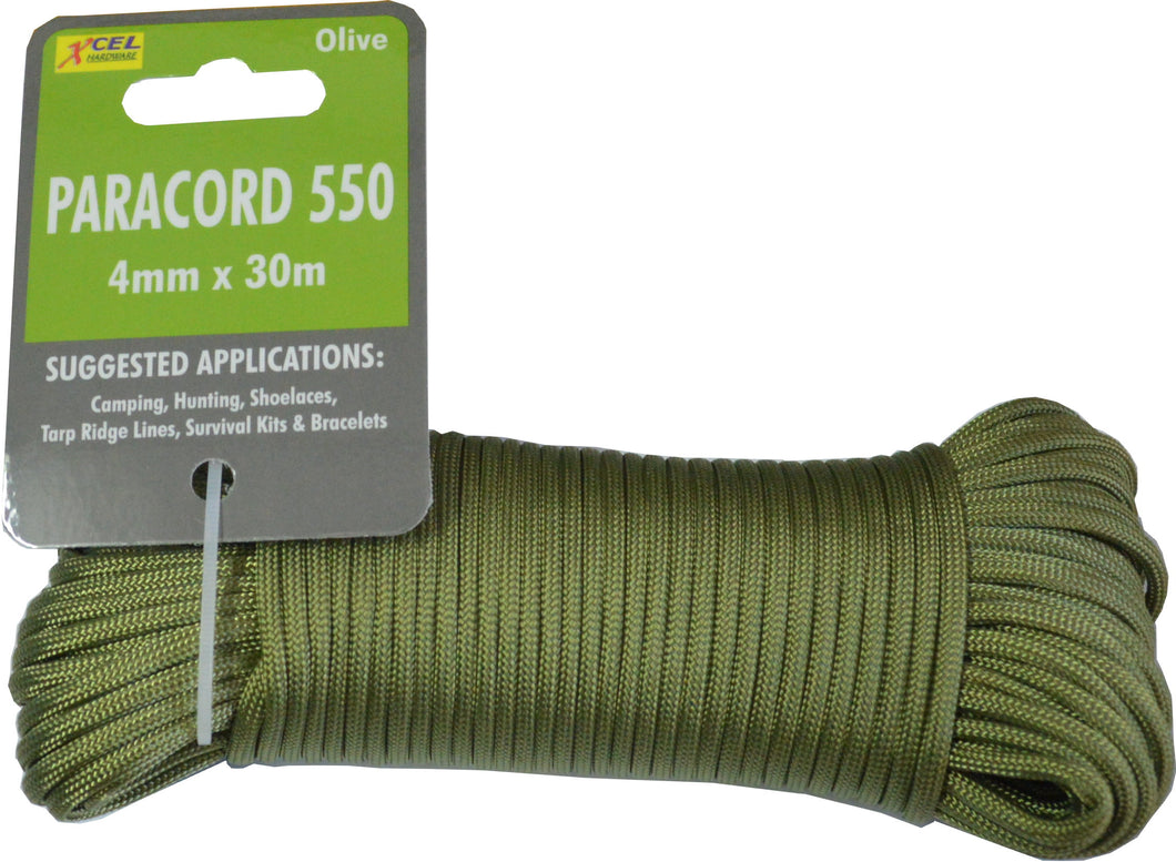 Paracord 550 - 4mm x 30m Hank Olive Xcel