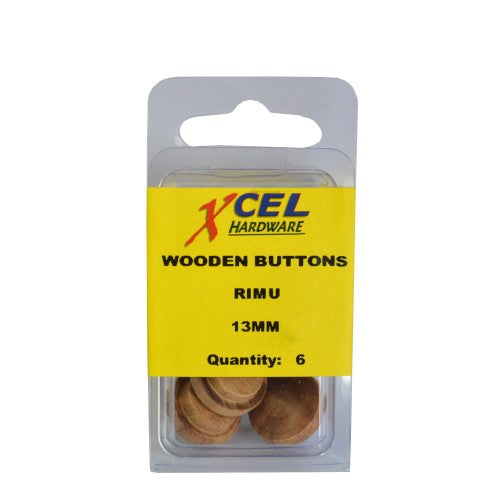 Wooden Pin Buttons - Rimu 6-pce 13mm Xcel