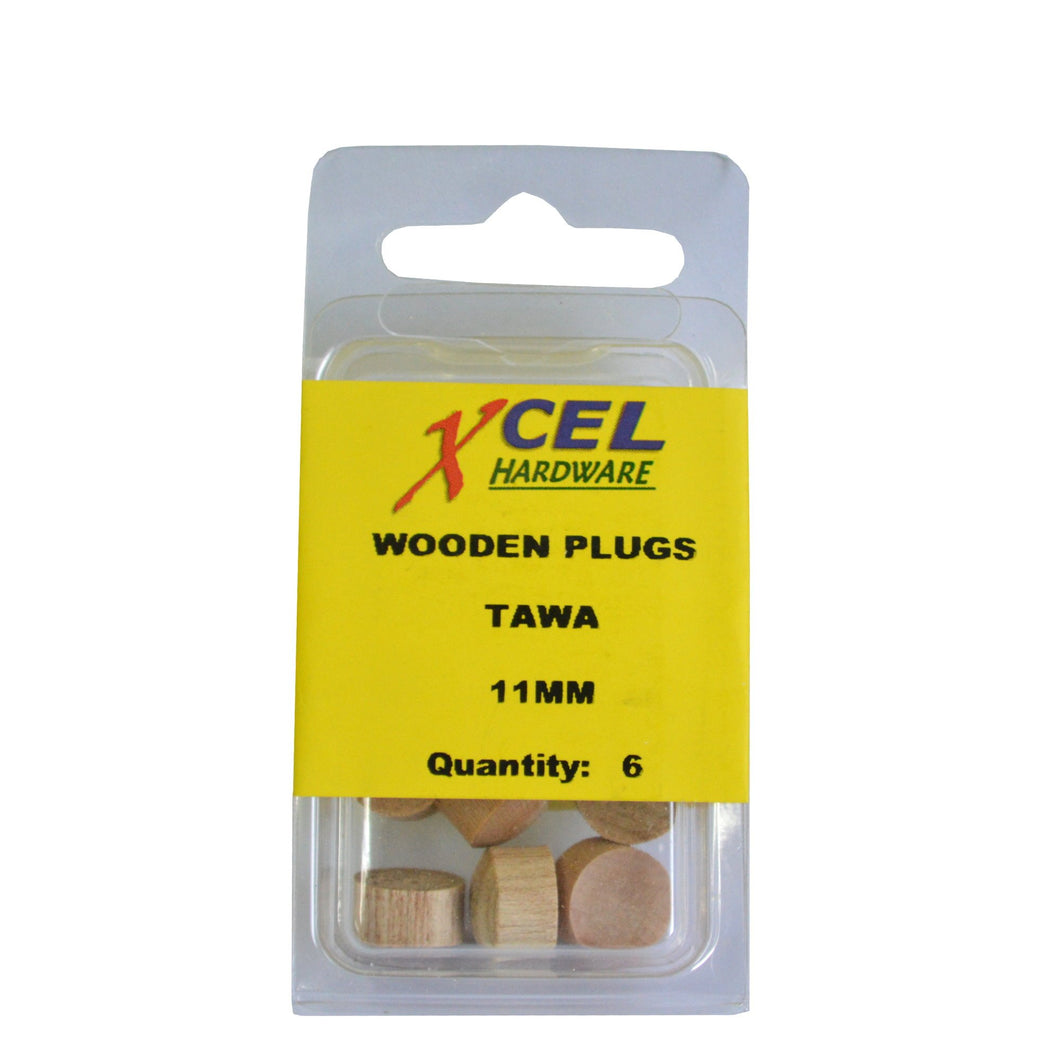 Wooden Plug Buttons - Tawa 6-pce 11mm Xcel