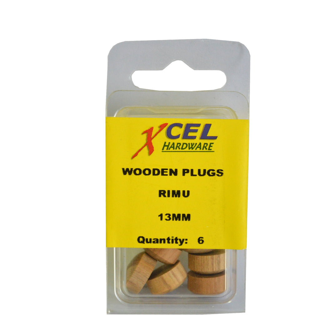 Wooden Plug Buttons - Rimu 6-pce 13mm Xcel