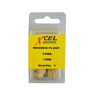 Wooden Plug Buttons - Tawa 6-pce 13mm Xcel
