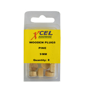 Wooden Plug Buttons - Pine 8-pce 9mm Xcel