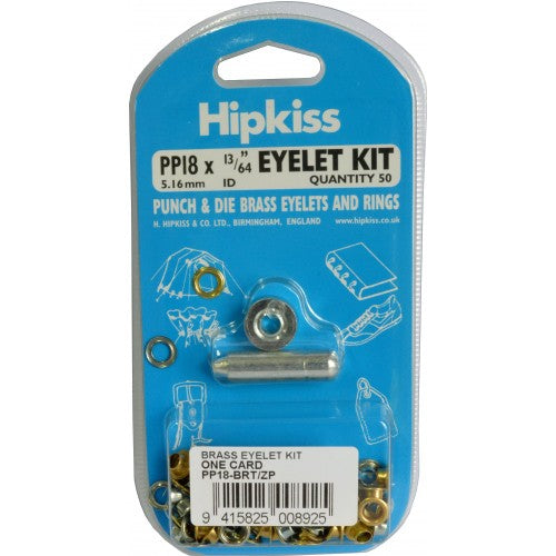 Eyelet Kit with Die & Punch 50-pce #PP18 5.16mm Hipkiss