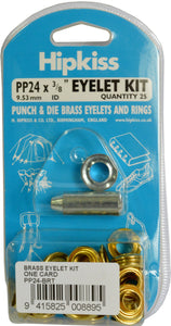 Eyelet Kit with Die & Punch 25-pce #PP24 9.53mm Hipkiss