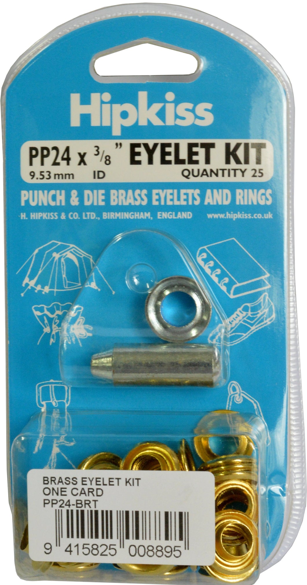 Eyelet Kit with Die & Punch 25-pce #PP24 9.53mm Hipkiss