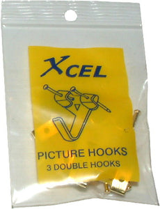 Picture Hooks - Double 3-Pkt Display box of 36 Packets  #320 Xcel