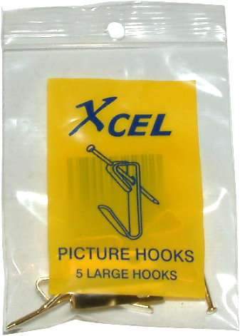Picture Hooks - Single Large 5-Pkt Display box of 36 Packets  #520 Xcel