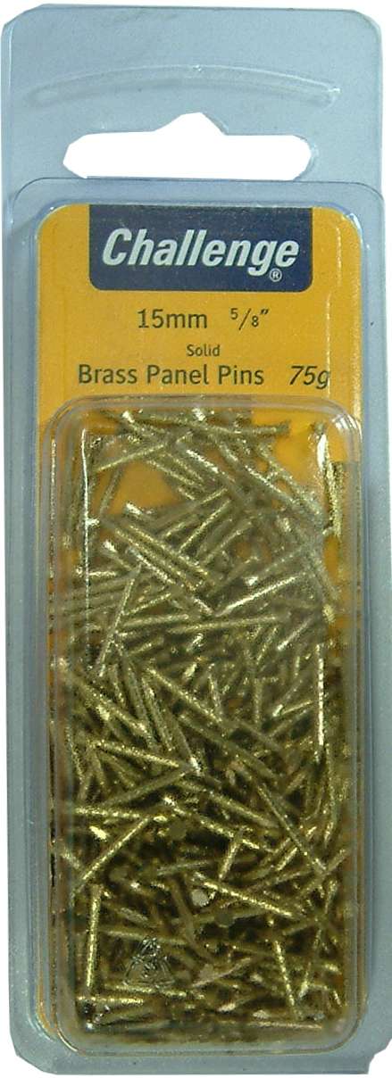 Panel Pins Brass - 75gm Blister Pack 15mm Challenge