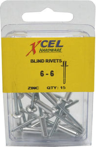 Aluminium Rivets 15-pce 73AS6-6 Prepax