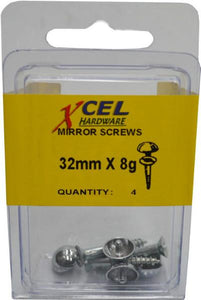 Mirror Screws CP 4-pce 40mm x 8 Prepax