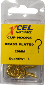 Cup Hooks - Round BP 6-pce 20mm Prepax