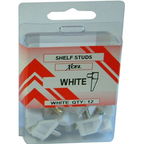 Shelf Studs - White 12-pce 5mm Prepax