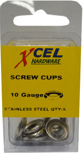 Screw Cups - Stainless Steel 5-pce 10g Prepax