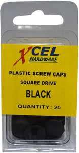 Plastic Screw Caps - Square Drive 20-pce Black Prepax