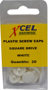 Plastic Screw Caps - Square Drive 20-pce White Prepax