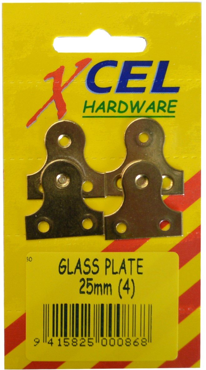 Glass Plates - Brass 4-pce 25mm Carded Xcel