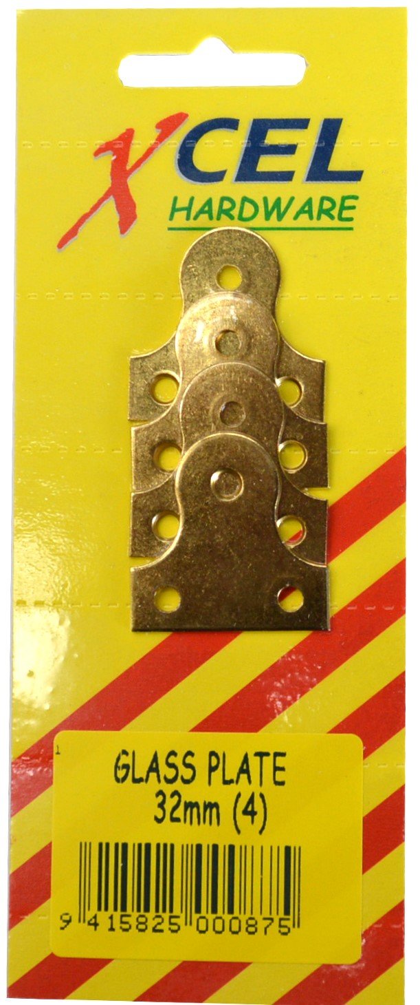 Glass Plates - Brass 4-pce 32mm Carded Xcel