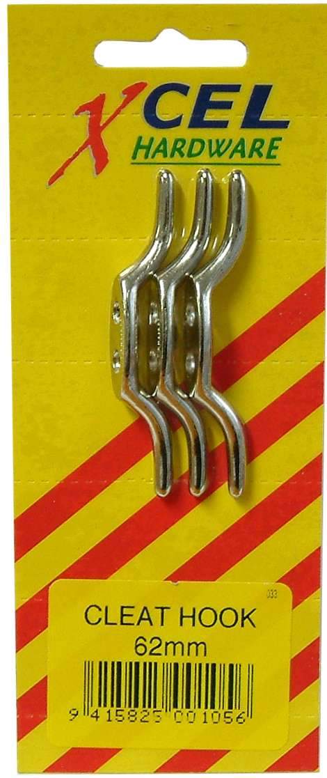 Cleat Hooks 3-pce 60mm Carded Xcel