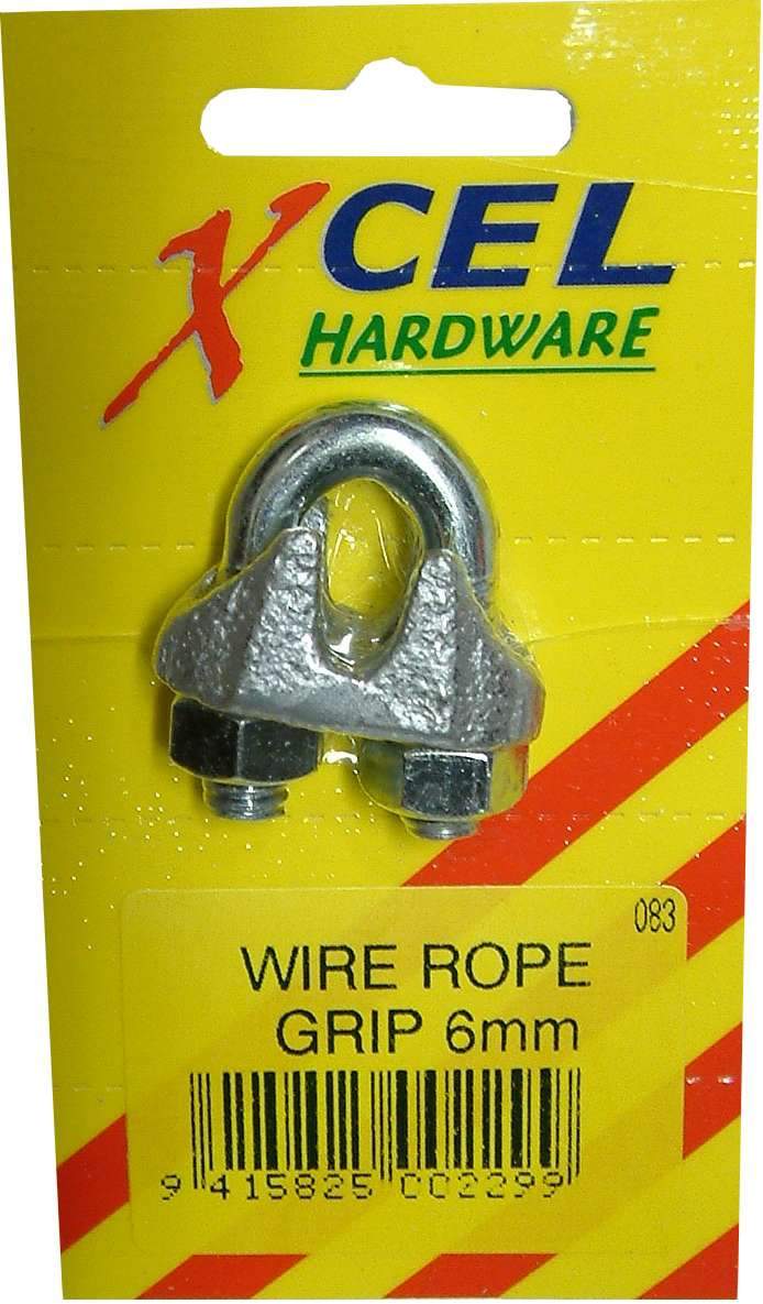 Wire Rope Grip Standard Galvanised 10mm Carded Xcel