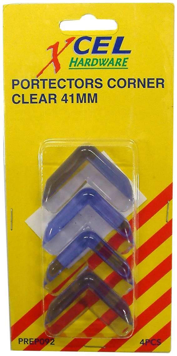 Corner Protectors - Clear Stick On 4-pce 41mm Carded Xcel