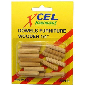 Wooden Furniture Dowels 20-pce 6mm Carded Xcel