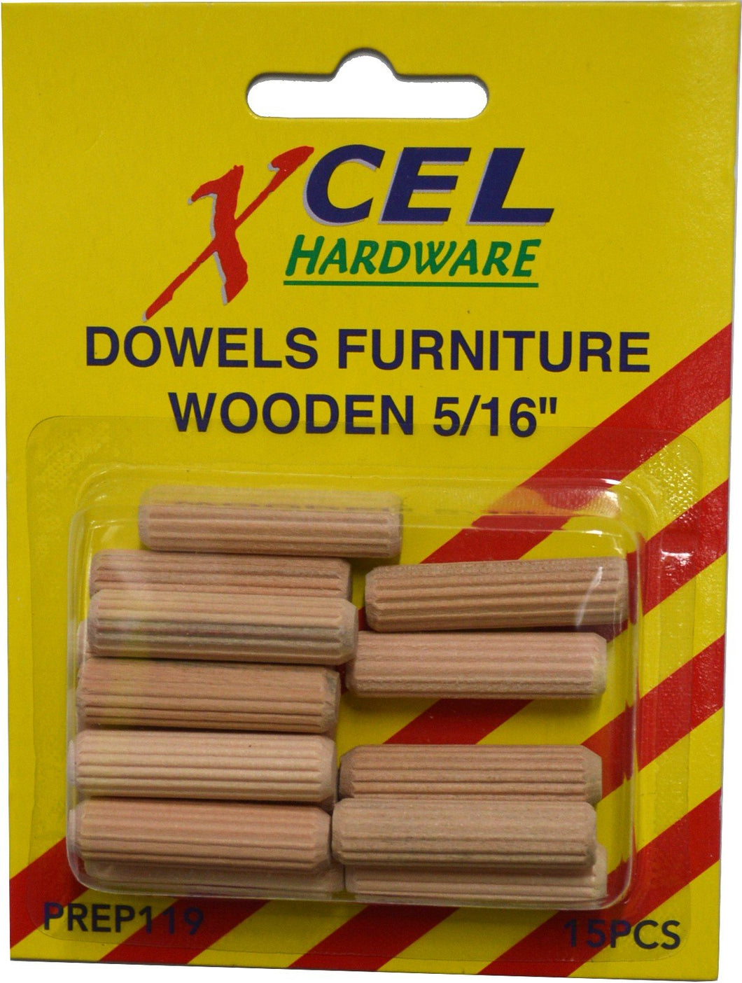 Wooden Furniture Dowels 15-pce 8mm Carded Xcel