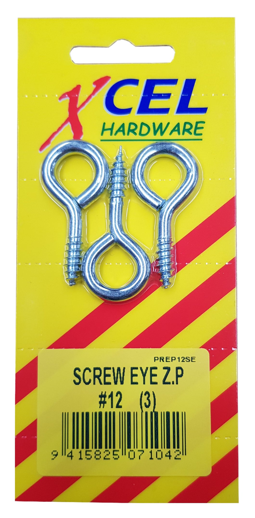Screw Eyes ZP #12 3-pce 45mm x 4.2mm Carded Xcel