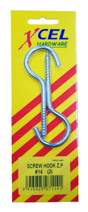 Screw Hooks ZP #14 2-pce 89mm x 4.9mm Carded Xcel