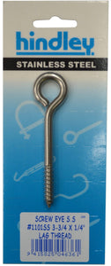 Screw Eye Stainless Steel #1101SS 95mm x 6mm Carded Xcel