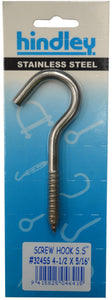 Screw Hook Stainless Steel #324SS 100mm x 8mm Carded Xcel