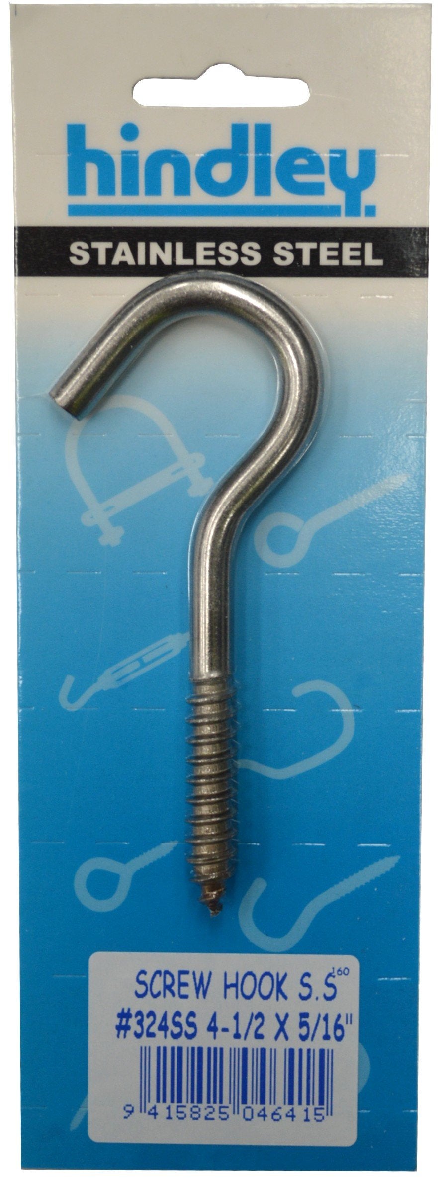 Screw Hook Stainless Steel #324SS 100mm x 8mm Carded Xcel