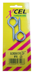 Screw Eyes ZP #16 2-pce 58mm x 5.2mm Carded Xcel