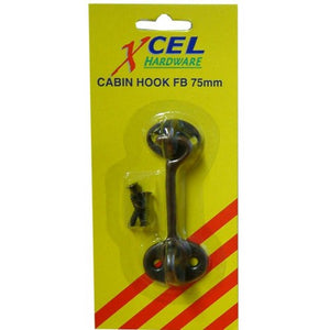 Cabin Hook - FB on Brass 75mm Carded Xcel